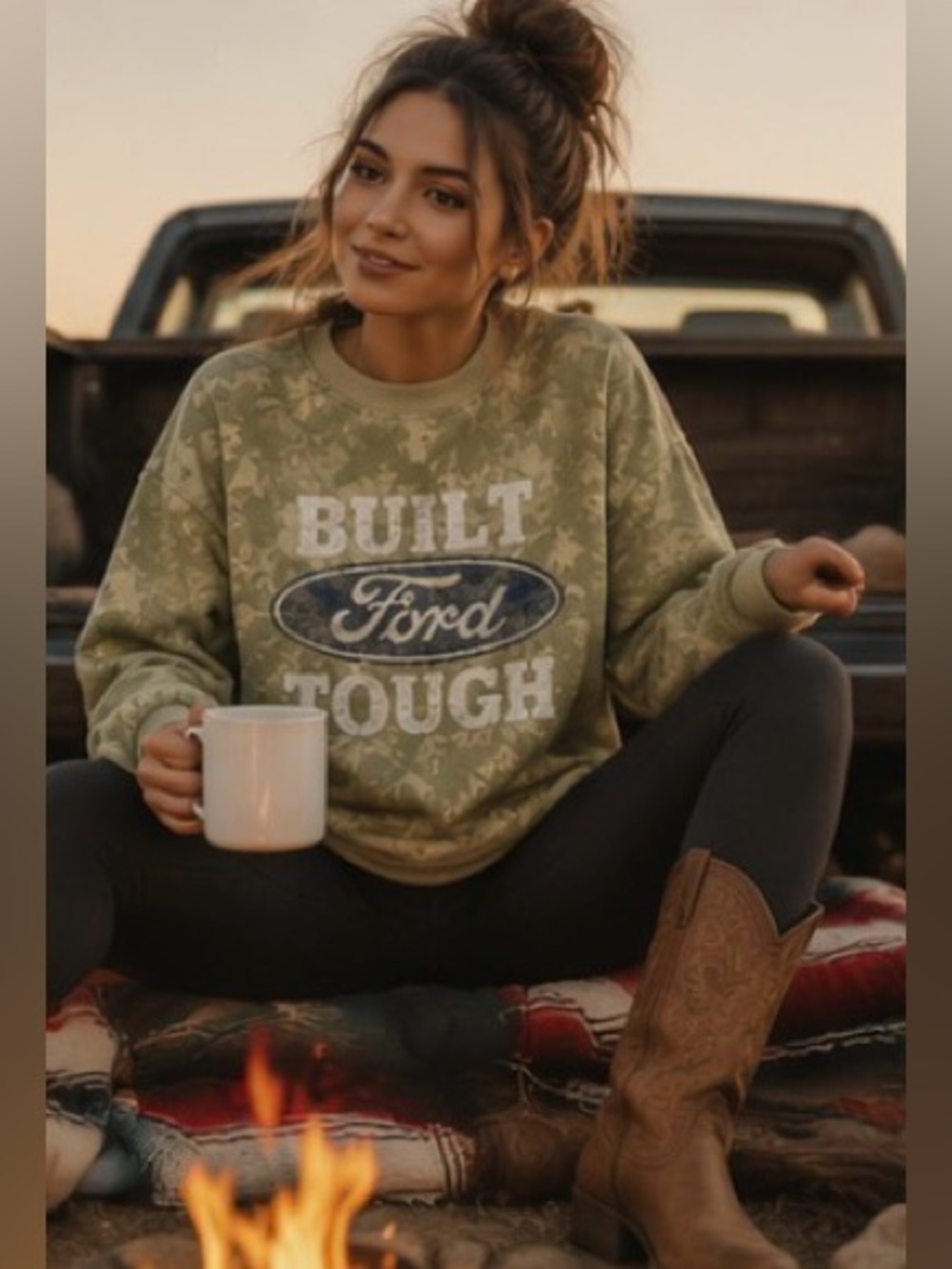 Ford Built Tough Camo Sweatshirt Crewneck Country Graphic Sweatshirt Outdoorsy
